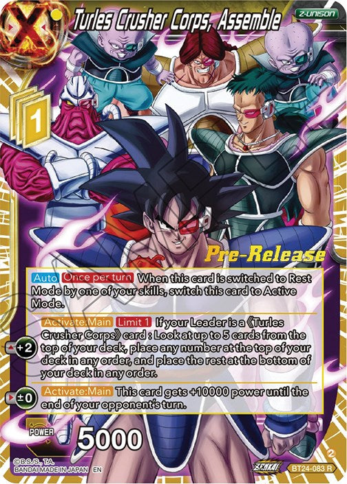 Turles Crusher Corps, Assemble (BT24-083) [Beyond Generations Prerelease Promos] | Odin's Place