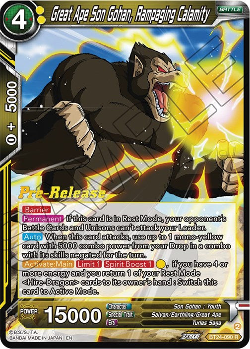 Great Ape Son Gohan, Rampaging Calamity (BT24-090) [Beyond Generations Prerelease Promos] | Odin's Place