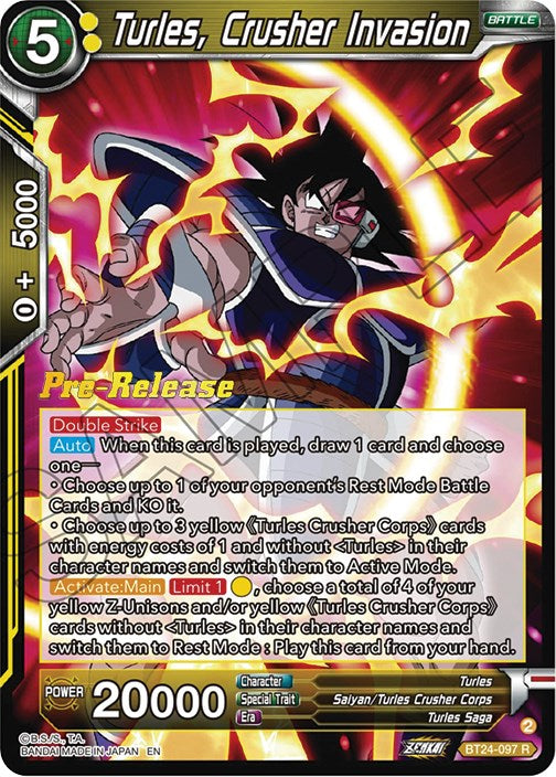 Turles, Crusher Invasion (BT24-097) [Beyond Generations Prerelease Promos] | Odin's Place