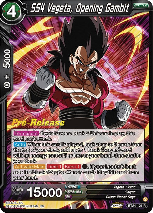 SS4 Vegeta, Opening Gambit (BT24-121) [Beyond Generations Prerelease Promos] | Odin's Place