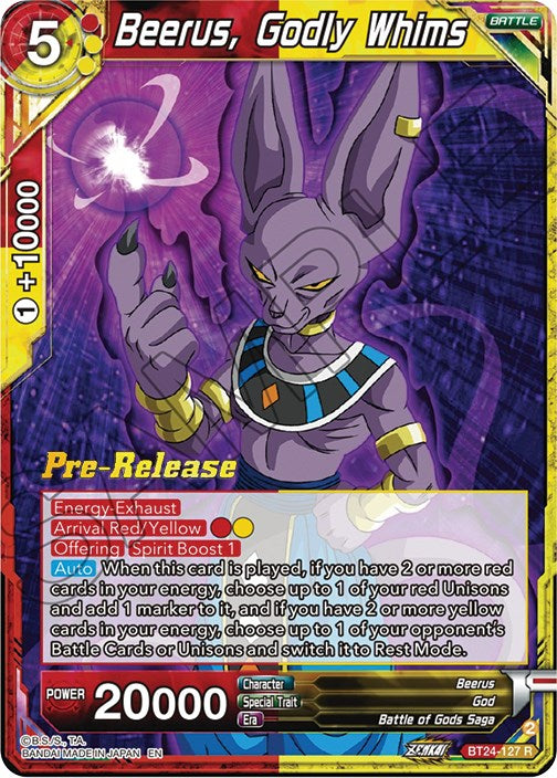 Beerus, Godly Whims (BT24-127) [Beyond Generations Prerelease Promos] | Odin's Place