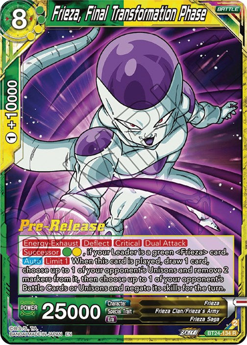 Frieza, Final Transformation Phase (BT24-134) [Beyond Generations Prerelease Promos] | Odin's Place