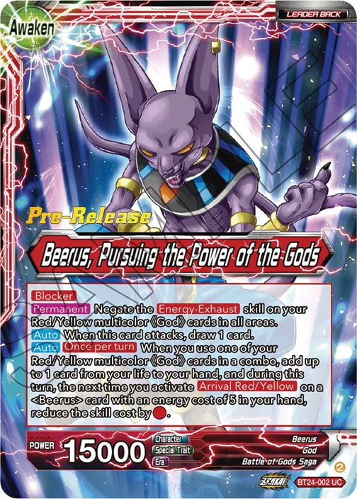 Beerus // Beerus, Pursuing the Power of the Gods (BT24-002) [Beyond Generations Prerelease Promos] | Odin's Place