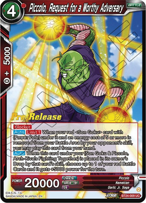 Piccolo, Request for a Worthy Adversary (BT24-009) [Beyond Generations Prerelease Promos] | Odin's Place