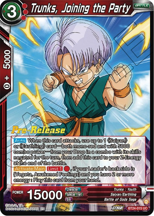 Trunks, Joining the Party (BT24-015) [Beyond Generations Prerelease Promos] | Odin's Place