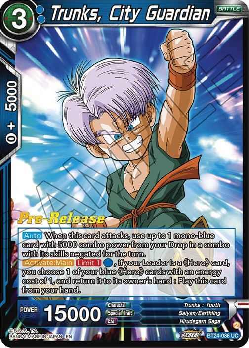 Trunks, City Guardian (BT24-036) [Beyond Generations Prerelease Promos] | Odin's Place