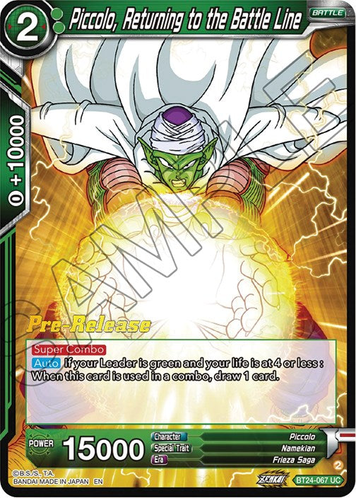 Piccolo, Returning to the Battle Line (BT24-067) [Beyond Generations Prerelease Promos] | Odin's Place