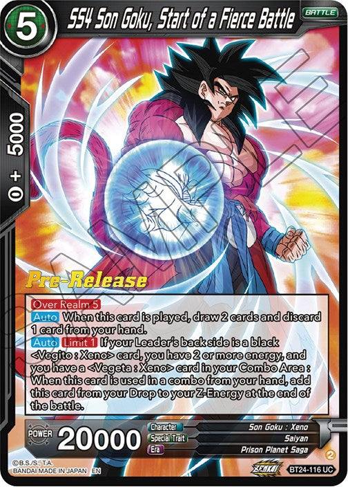SS4 Son Goku, Start of a Fierce Battle (BT24-116) [Beyond Generations Prerelease Promos] | Odin's Place