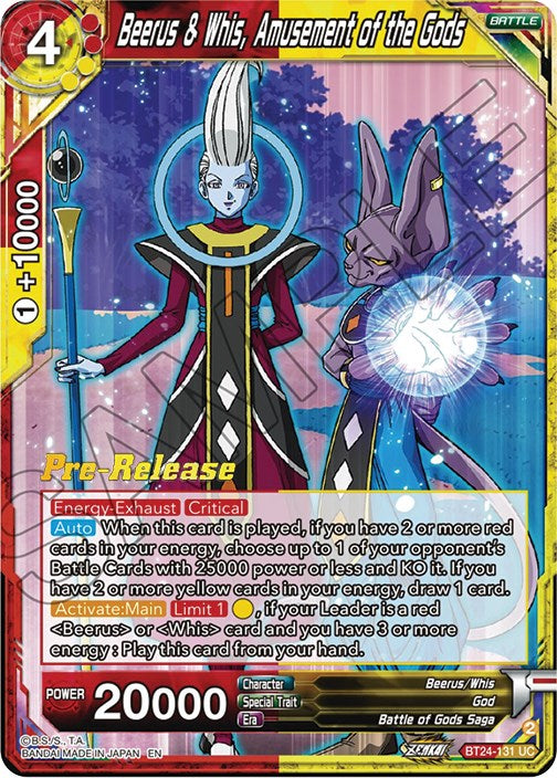 Beerus & Whis, Amusement of the Gods (BT24-131) [Beyond Generations Prerelease Promos] | Odin's Place