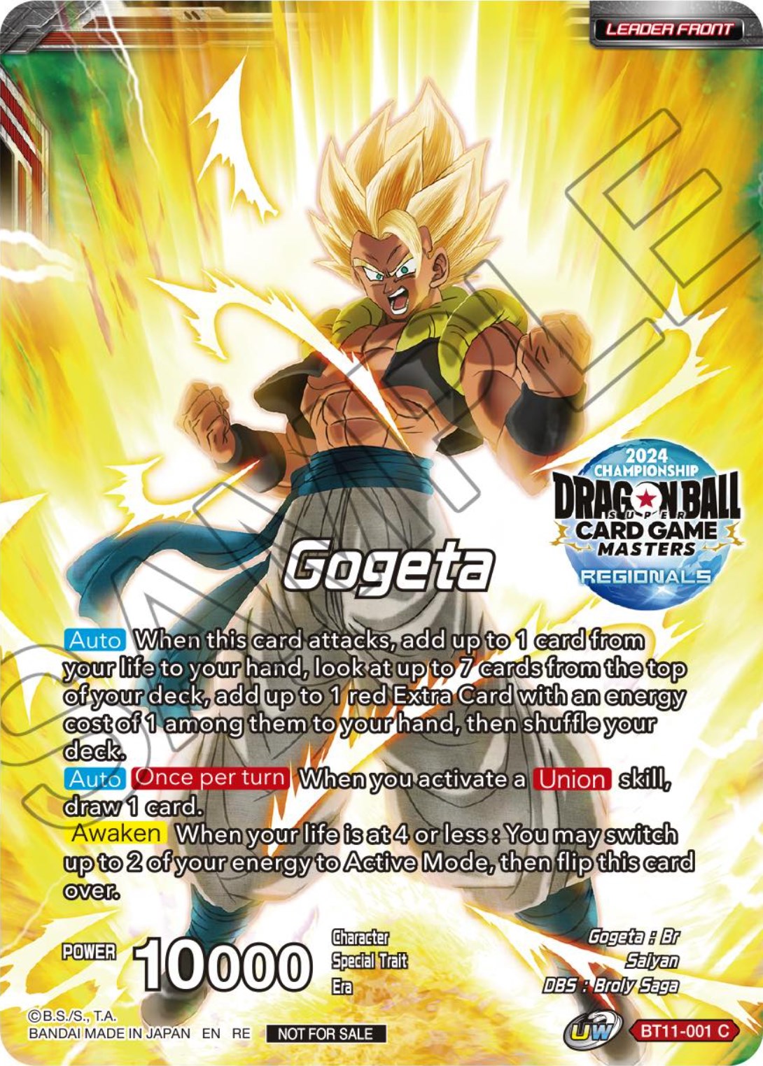 Gogeta // SSB Gogeta, Prophet of Demise (Championship Golden Card 2024 Vol.1) (BT11-001) [Tournament Promotion Cards] | Odin's Place