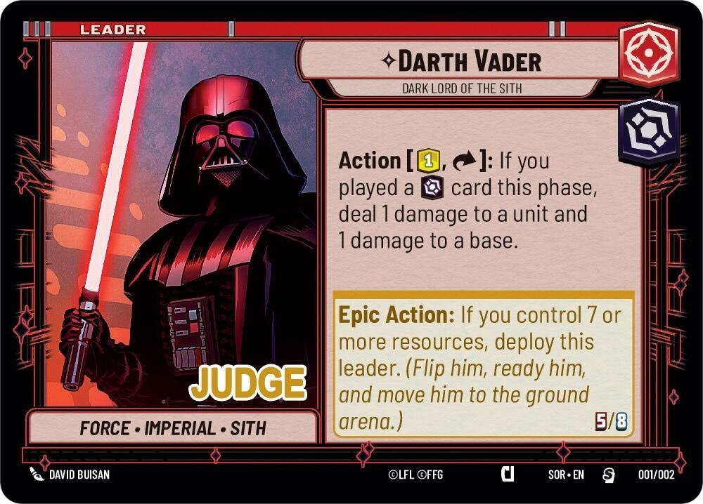 Darth Vader - Dark Lord of the Sith (001/002) (Judge Promo) (001/002) [Spark of Rebellion Promos] | Odin's Place