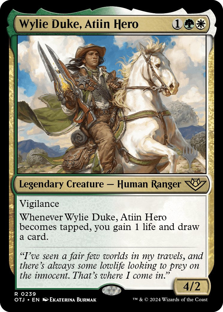 Wylie Duke, Atiin Hero (Promo Pack) [Outlaws of Thunder Junction Promos] | Odin's Place