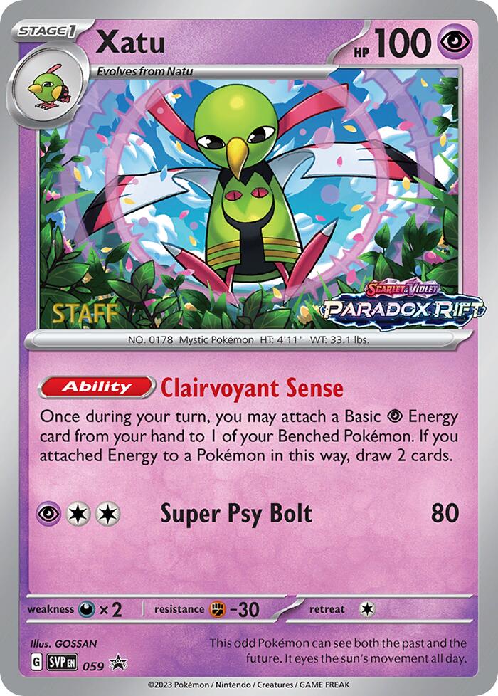 Xatu (059) (Staff Prerelease Promo) [Scarlet & Violet: Black Star Promos] | Odin's Place