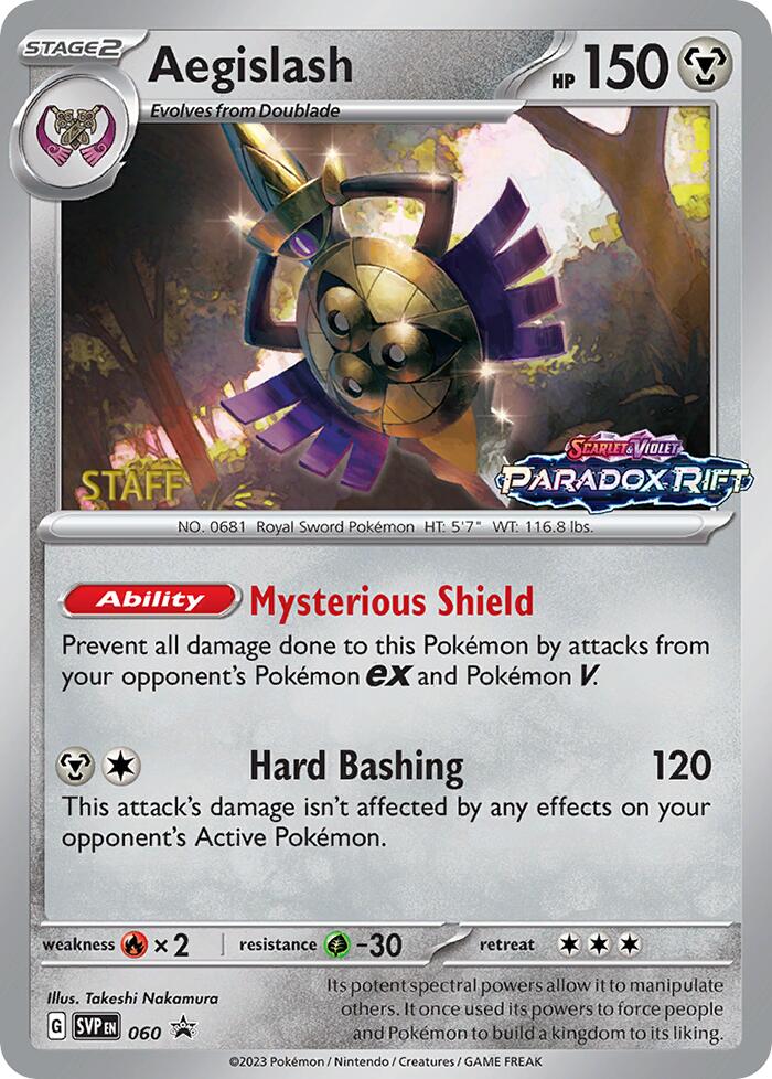 Aegislash (060) (Staff Prerelease Promo) [Scarlet & Violet: Black Star Promos] | Odin's Place