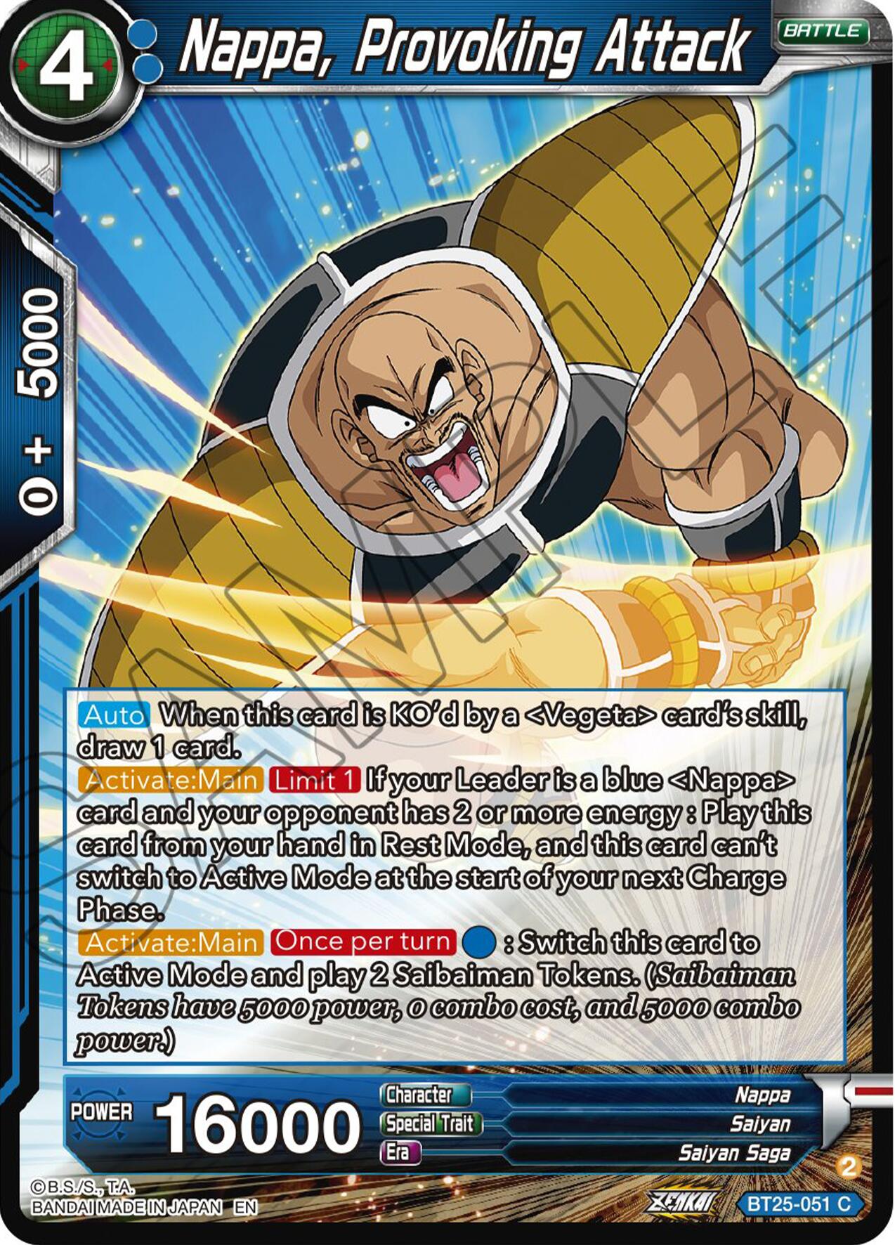 Nappa, Provoking Attack (BT25-051) [Legend of the Dragon Balls] | Odin's Place