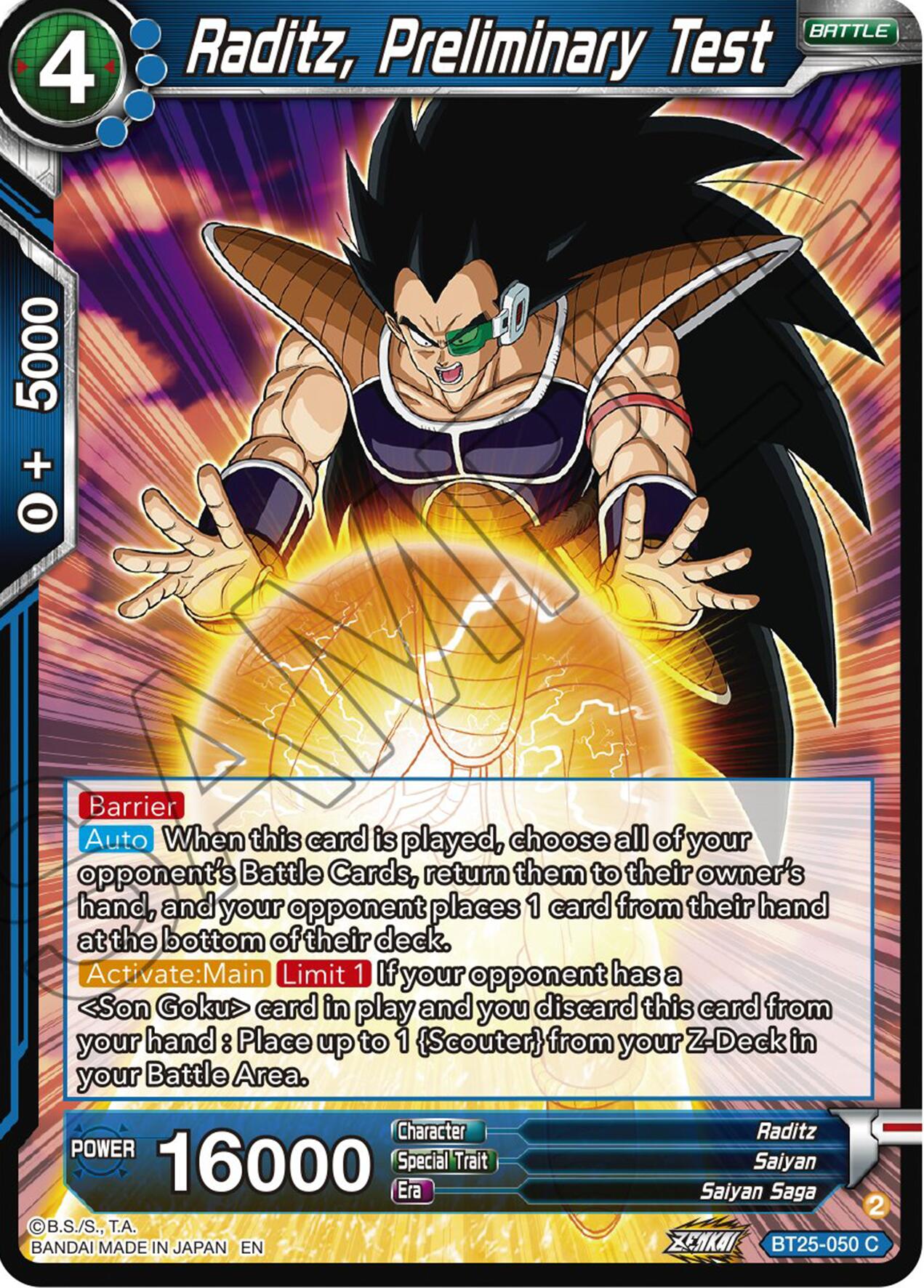 Raditz, Preliminary Test (BT25-050) [Legend of the Dragon Balls] | Odin's Place