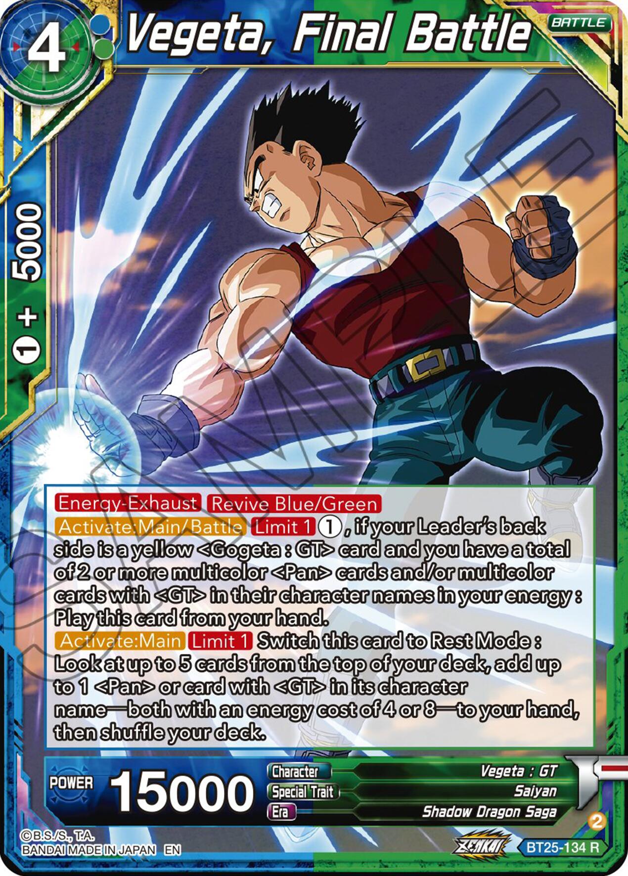 Vegeta, Final Battle (BT25-134 R) [Legend of the Dragon Balls] | Odin's Place