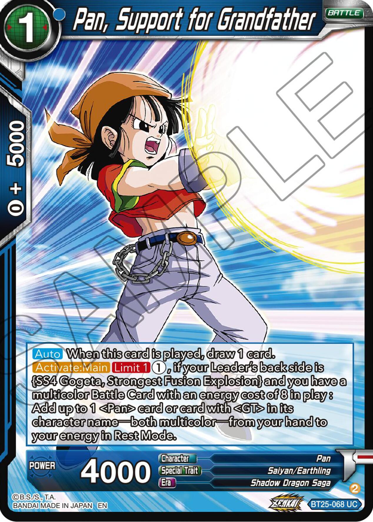Pan, Support for Grandfather (BT25-068 UC) [Legend of the Dragon Balls] | Odin's Place