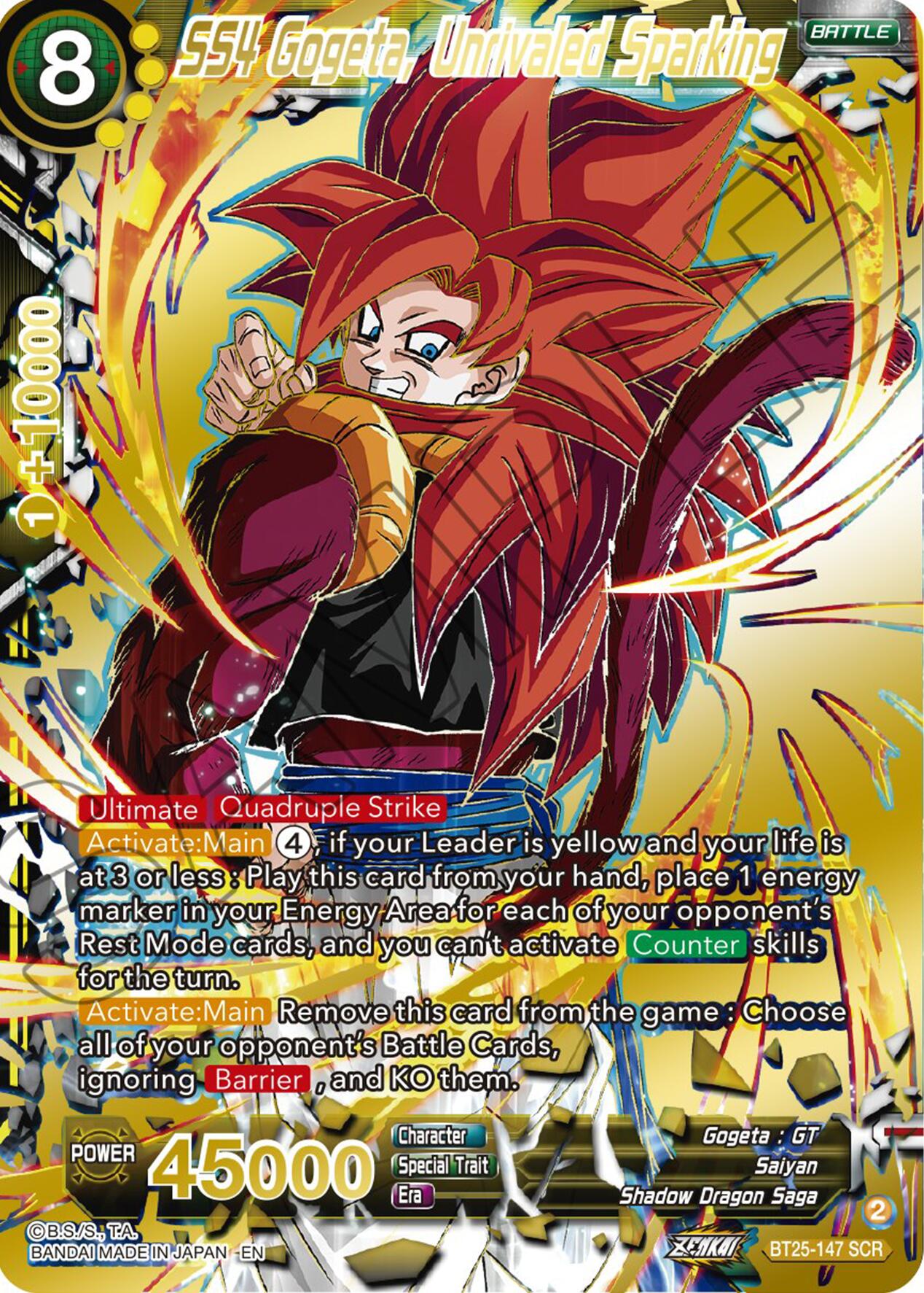 SS4 Gogeta, Unrivaled Sparking (BT25-147) [Legend of the Dragon Balls] | Odin's Place