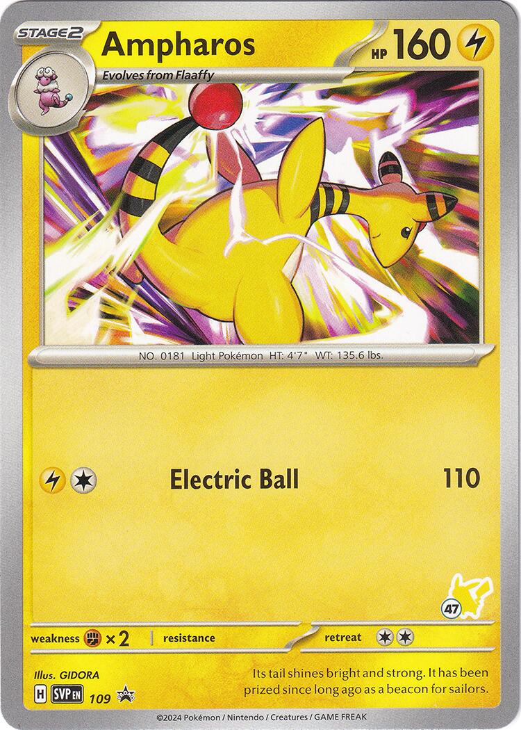 Ampharos (109) (Pikachu Stamp #47) [Battle Academy 2024] | Odin's Place