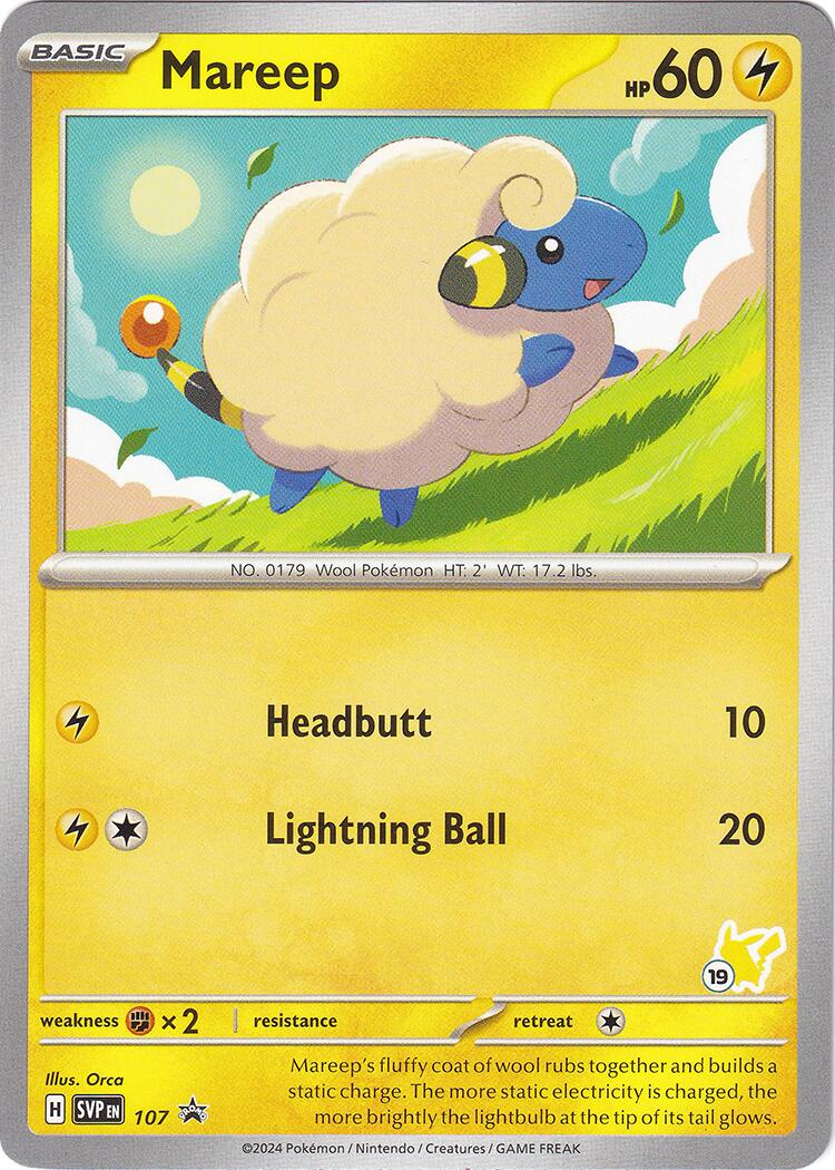 Mareep (107) (Pikachu Stamp #19) [Battle Academy 2024] | Odin's Place
