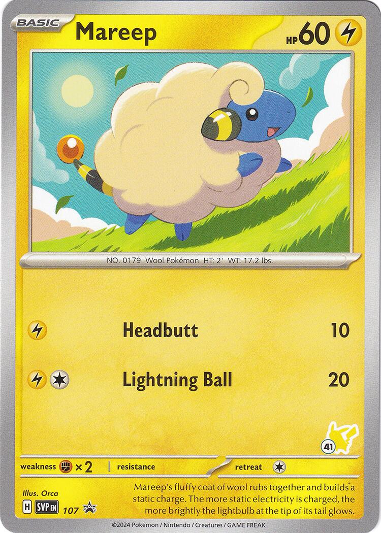 Mareep (107) (Pikachu Stamp #41) [Battle Academy 2024] | Odin's Place