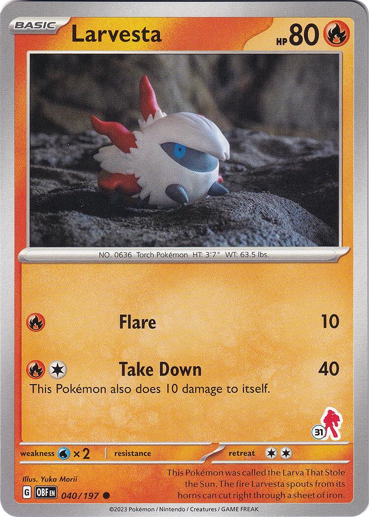 Larvesta (040/197) (Armarouge Stamp #31) [Battle Academy 2024] | Odin's Place