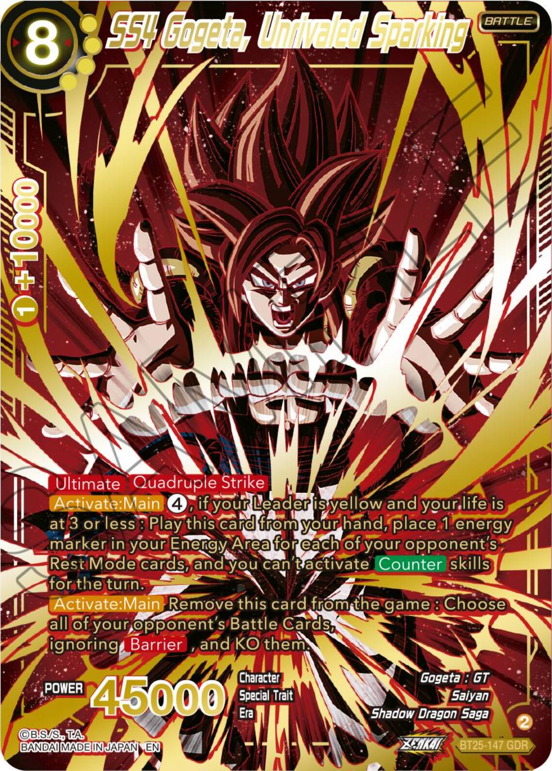 SS4 Gogeta, Unrivaled Sparking (GDR) (BT25-147) [Legend of the Dragon Balls] | Odin's Place