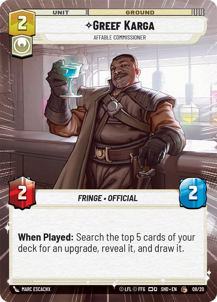 Greef Karga - Affable Commissioner (08/20) (Hyperspace) (08/20) [Shadows of the Galaxy: Weekly Play] | Odin's Place