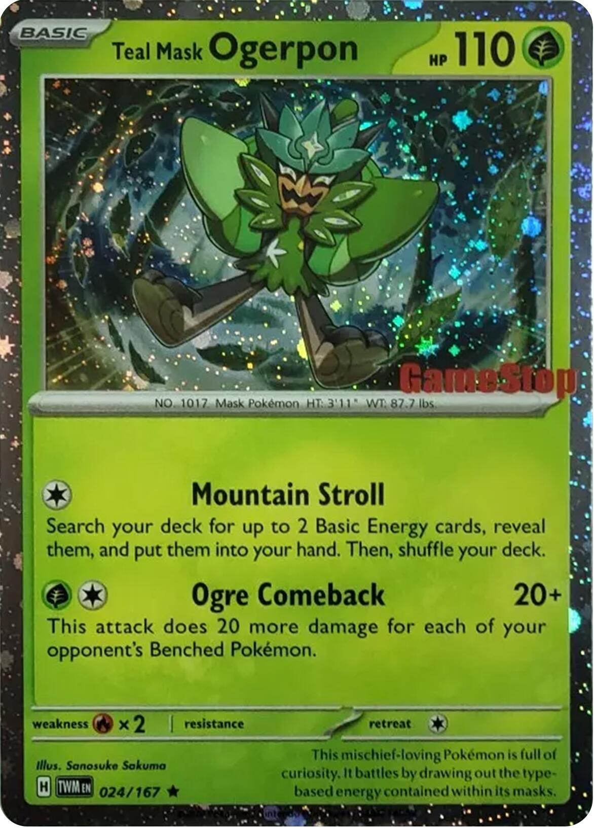 Teal Mask Ogerpon (024/167) (Cosmos Holo) (GameStop Exclusive) [Scarlet & Violet: Twilight Masquerade] | Odin's Place