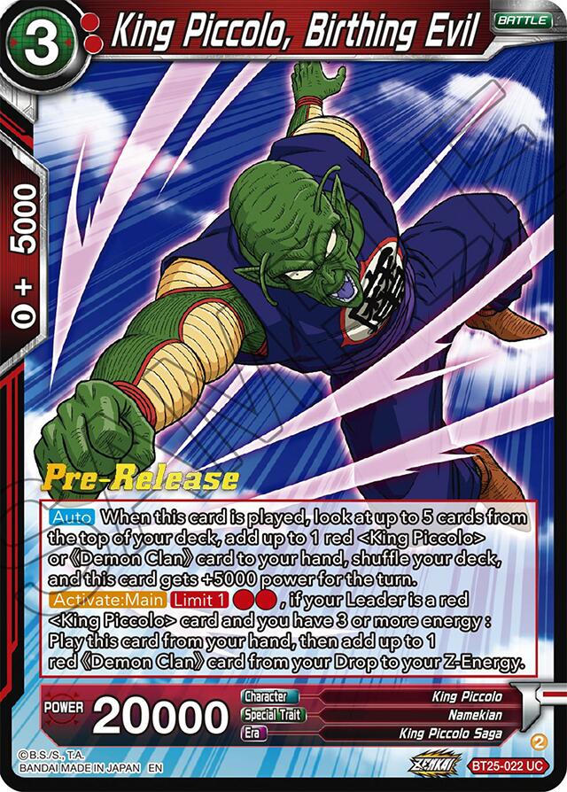King Piccolo, Birthing Evil (BT25-022) [Legend of the Dragon Balls Prerelease Promos] | Odin's Place