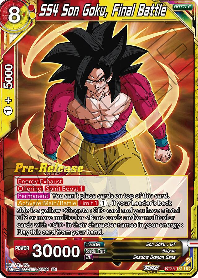 SS4 Son Goku, Final Battle (BT25-131) [Legend of the Dragon Balls Prerelease Promos] | Odin's Place