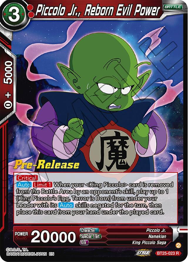 Piccolo Jr., Reborn Evil Power (BT25-023) [Legend of the Dragon Balls Prerelease Promos] | Odin's Place