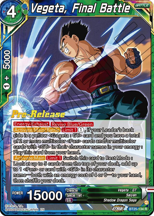 Vegeta, Final Battle (BT25-134) [Legend of the Dragon Balls Prerelease Promos] | Odin's Place