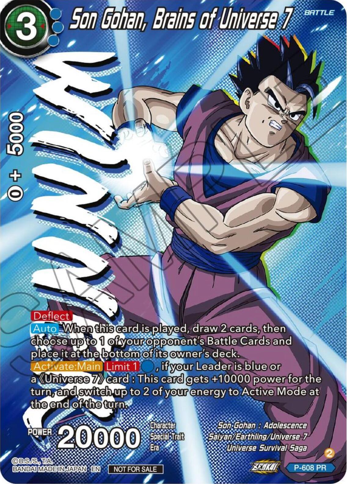 Son Gohan, Brains of Universe 7 (Tournament Pack Vol. 8) (Winner) (P-608) [Promotion Cards] | Odin's Place