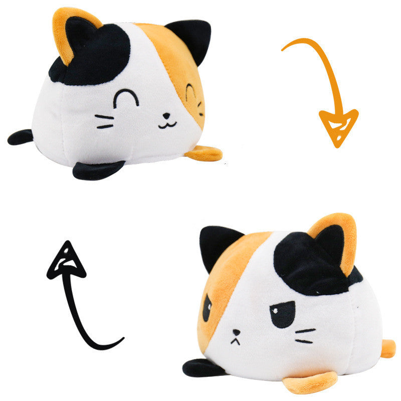 Plushiverse: Reversible Plushie 4in - Cat [Happy + Angry] [Calico] | Odin's Place