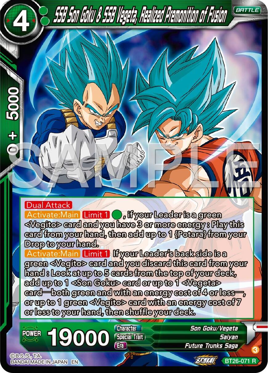 SSB Son Goku & SSB Vegeta, Realized Premonition of Fusion (BT26-071) [Ultimate Advent] | Odin's Place