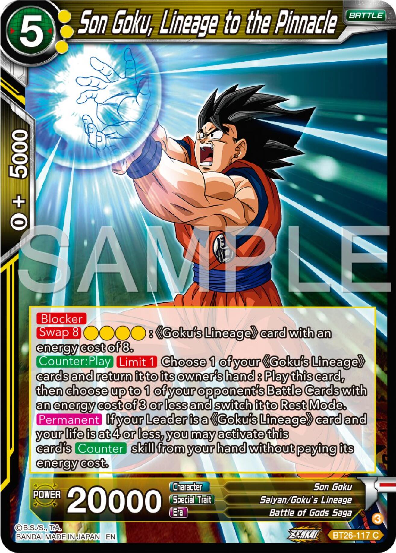 Son Goku, Lineage to the Pinnacle (BT26-117) [Ultimate Advent] | Odin's Place