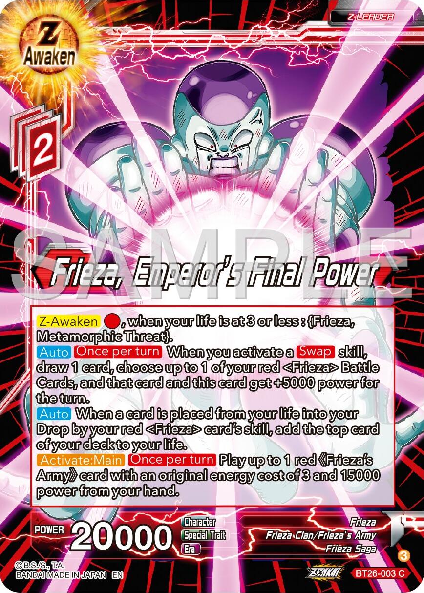 Frieza, Emperor's Final Power (BT26-003) [Ultimate Advent] | Odin's Place