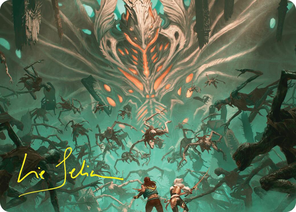 Valgavoth's Onslaught Art Card (Gold-Stamped Signature) [Duskmourn: House of Horror Art Series] | Odin's Place