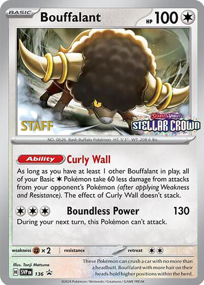 Bouffalant (136) (Staff Promo) [Scarlet & Violet: Black Star Promos] | Odin's Place