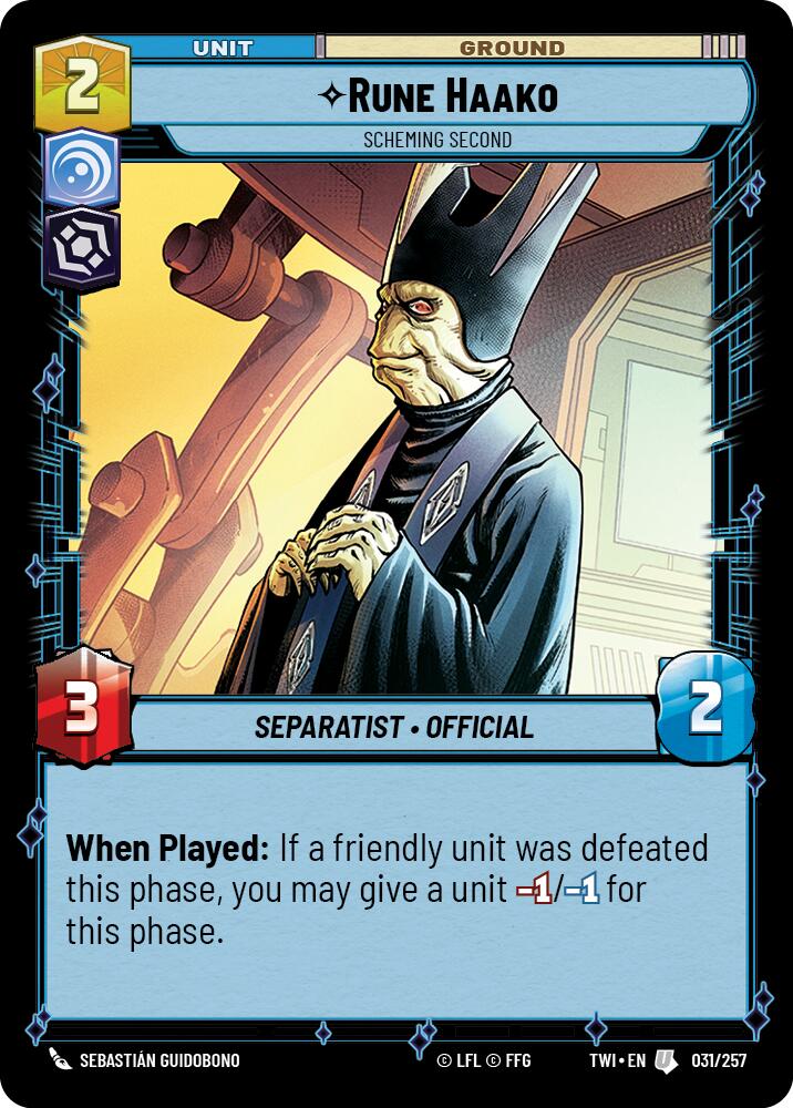 Rune Haako - Scheming Second (031/257) (031/257) [Twilight of the Republic] | Odin's Place