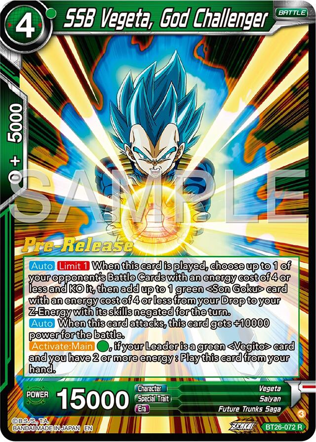 SSB Vegeta, God Challenger (BT26-072) [Ultimate Advent Prerelease Promos] | Odin's Place