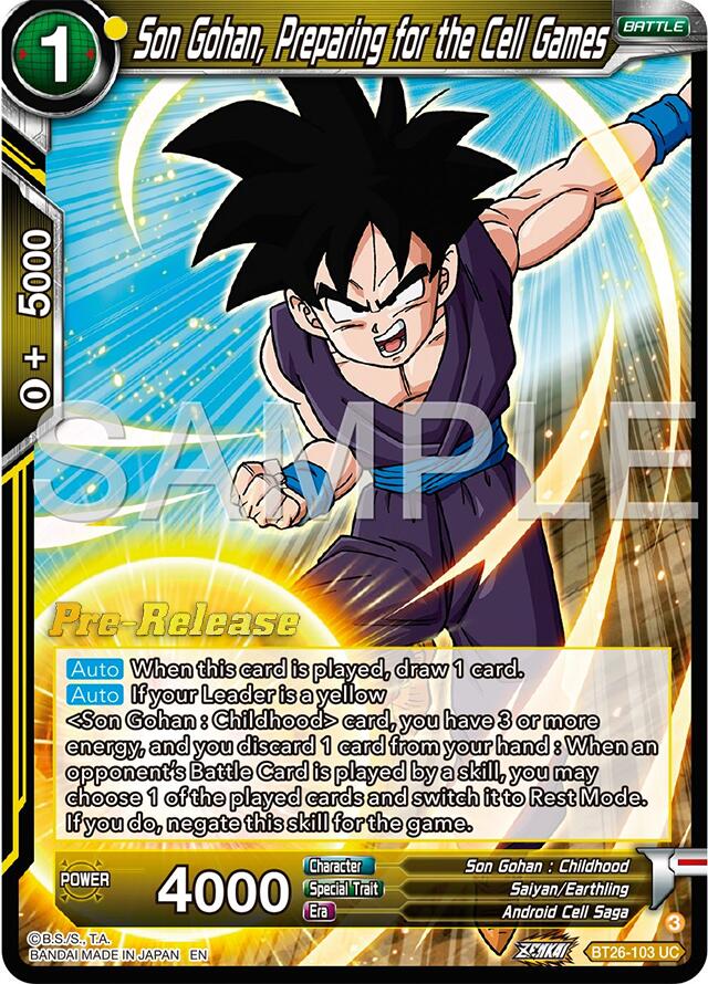 Son Gohan, Preparing for the Cell Games (BT26-103) [Ultimate Advent Prerelease Promos] | Odin's Place