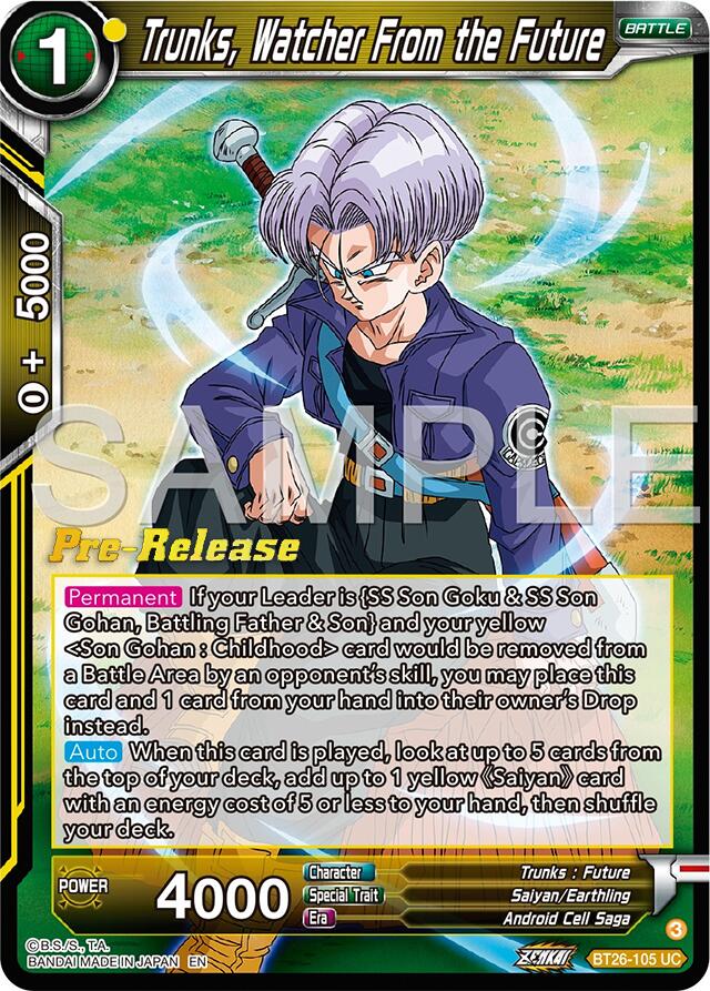 Trunks, Watcher From the Future (BT26-105) [Ultimate Advent Prerelease Promos] | Odin's Place