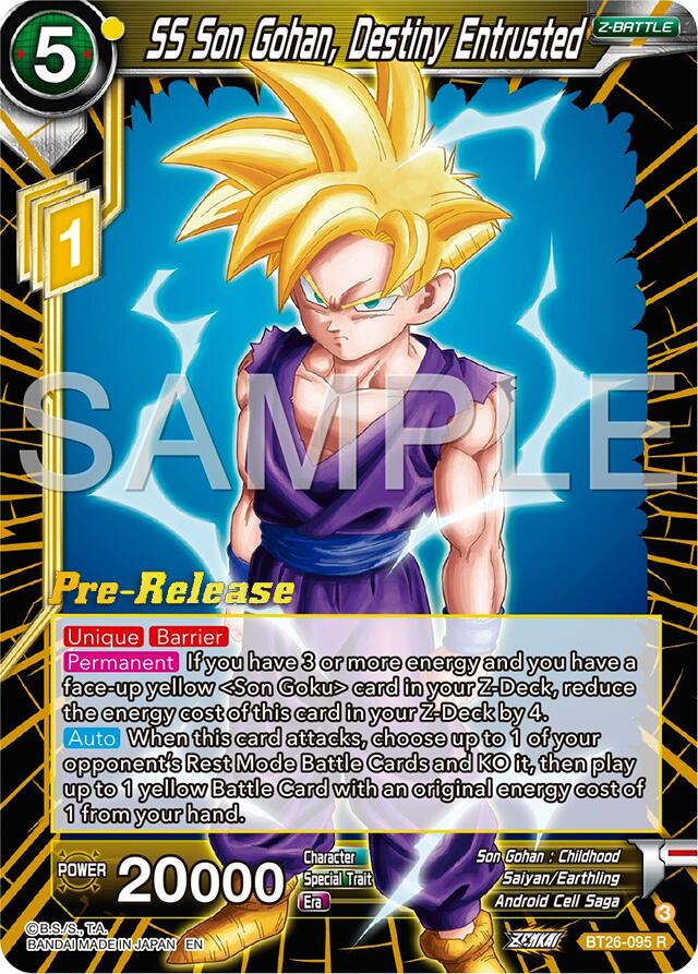 SS Son Gohan, Destiny Entrusted (BT26-095) [Ultimate Advent Prerelease Promos] | Odin's Place