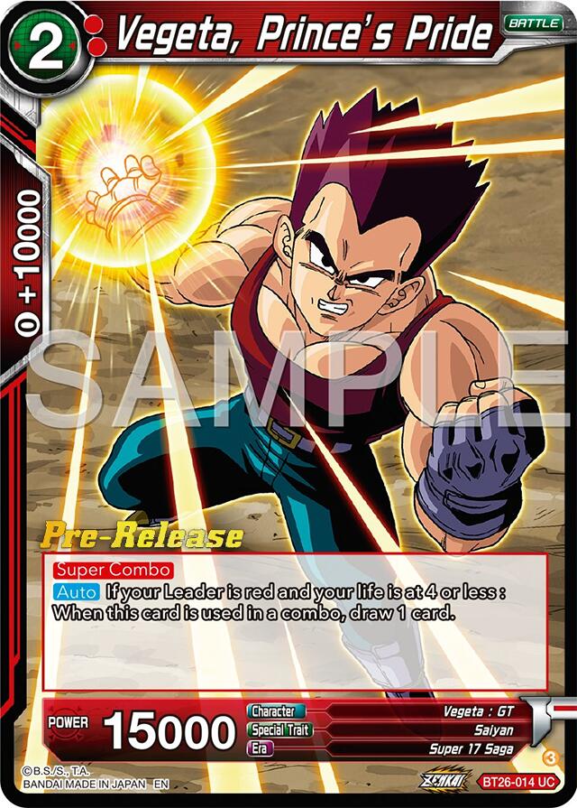Vegeta, Prince's Pride (BT26-014) [Ultimate Advent Prerelease Promos] | Odin's Place