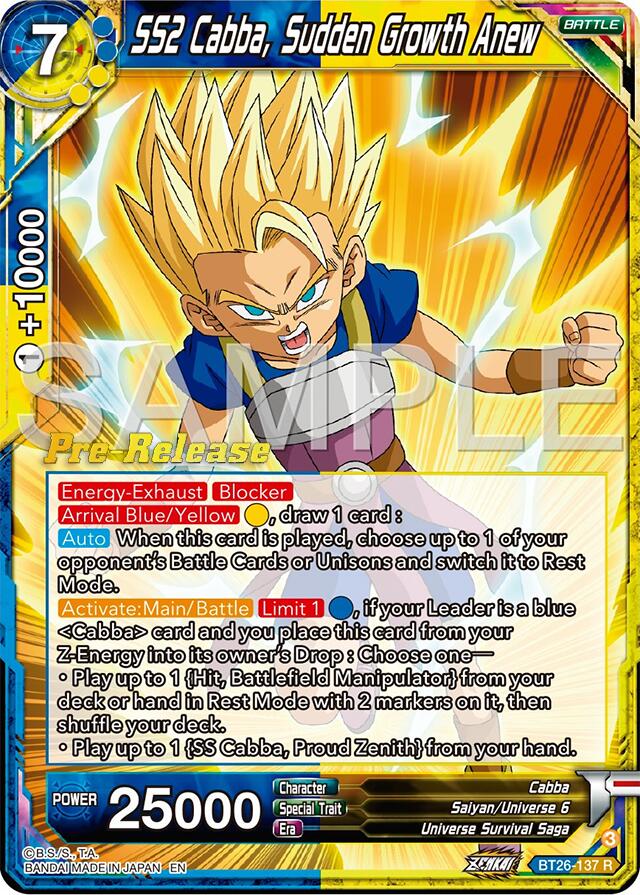 SS2 Cabba, Sudden Growth Anew (BT26-137) [Ultimate Advent Prerelease Promos] | Odin's Place