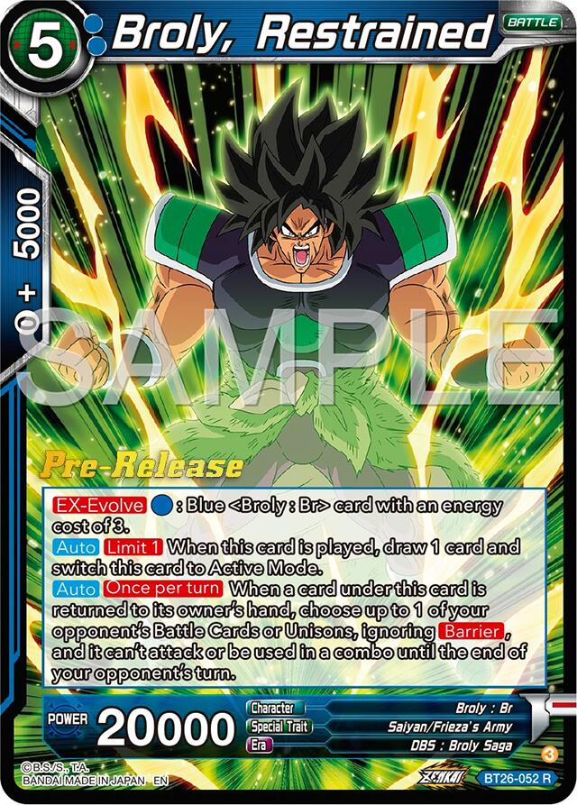 Broly, Restrained (BT26-052) [Ultimate Advent Prerelease Promos] | Odin's Place