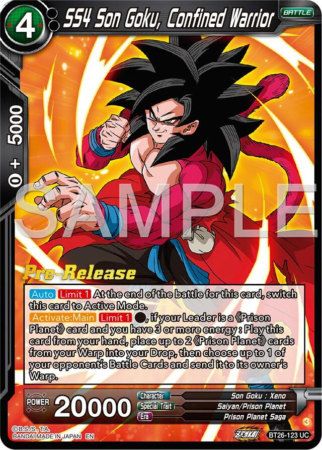 SS4 Son Goku, Confined Warrior (BT26-123) [Ultimate Advent Prerelease Promos] | Odin's Place